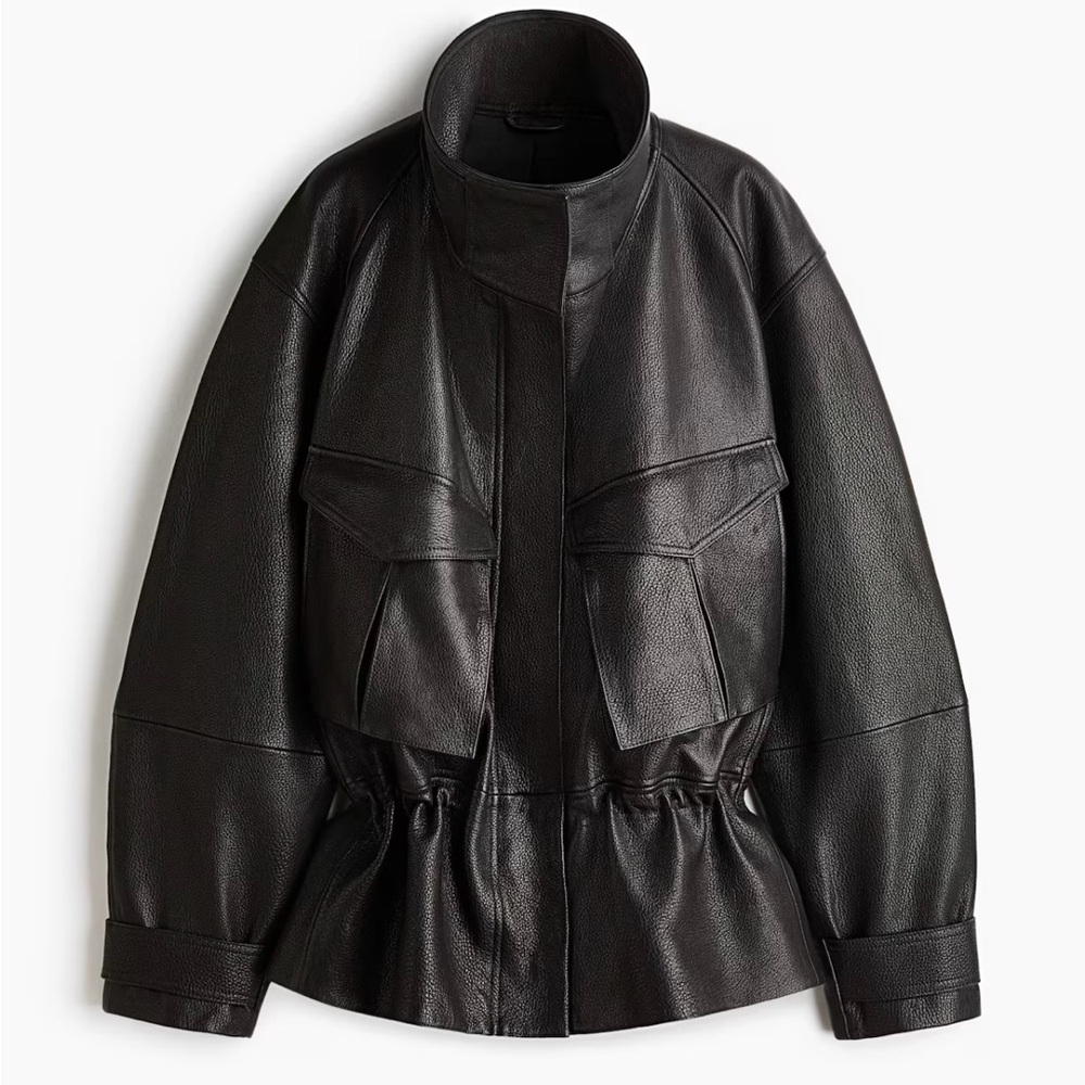 H&M STUDIO COLLECTION
NWT PEPLUM BLACK LEATHER JACKET SIZE SMALL - Picture 2 of 16